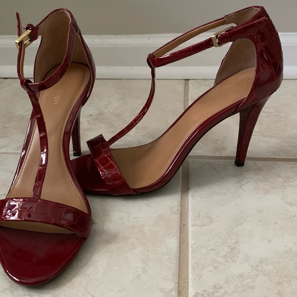 Calvin Klein Shoes - CK red croc t-strap heeled sandal